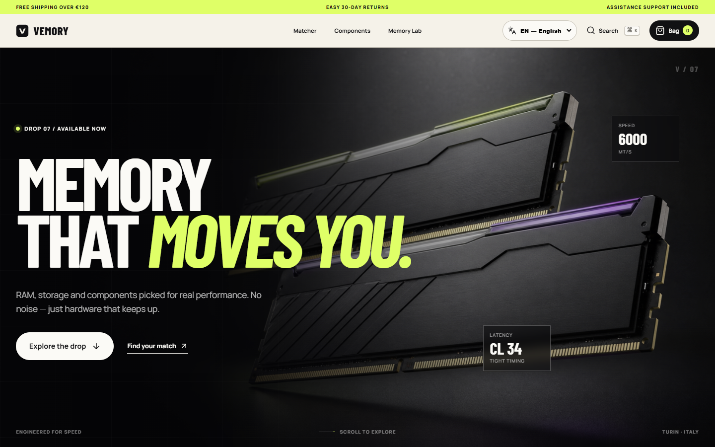 Vemory: actual desktop website